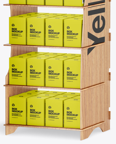 Wooden Display Stand w  Boxes Mockup PSD #7