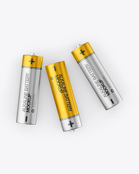 Metallic Batteries Mockup PSD #2