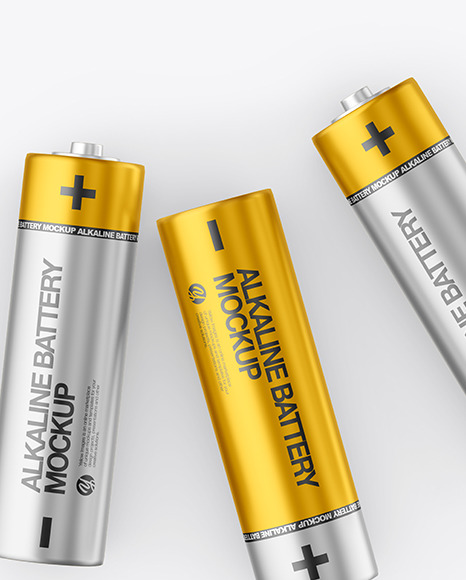 Metallic Batteries Mockup PSD #1