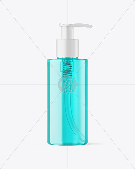 Color Plastic Cosmetic Bottle with Pump Mockup PSD #1