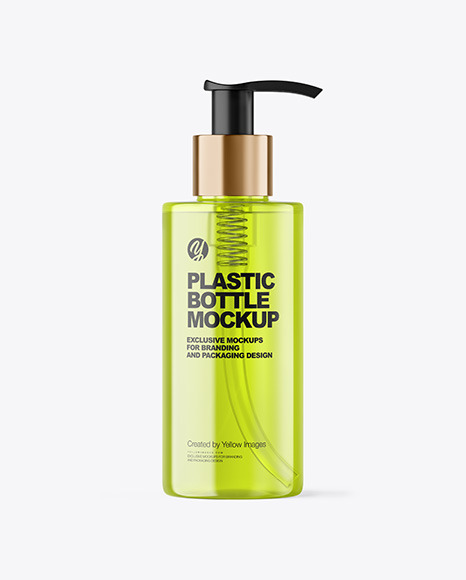 Color Plastic Cosmetic Bottle with Pump Mockup PSD #2