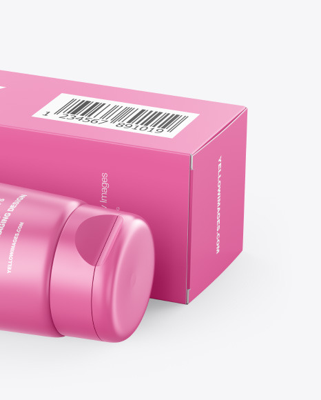 Cosmetic Tube with Box Mockup PSD #1