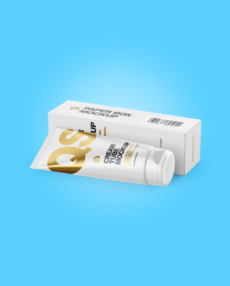 Cosmetic Tube with Box Mockup PSD #2