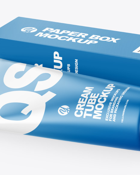 Cosmetic Tube with Box Mockup PSD #6