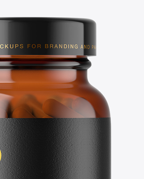 Amber Glass Pills Jar Mockup PSD #2