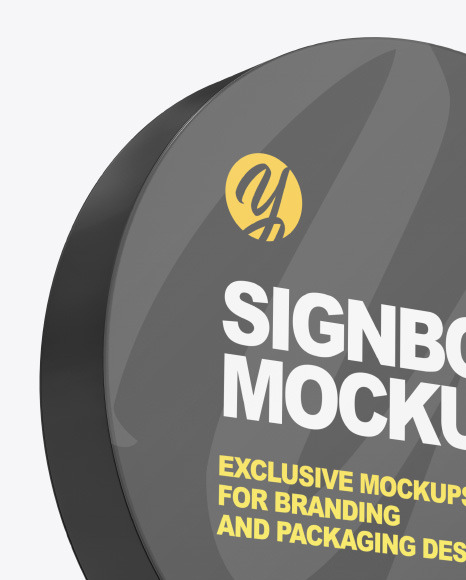 Plastic Round Signboard Mockup PSD #1