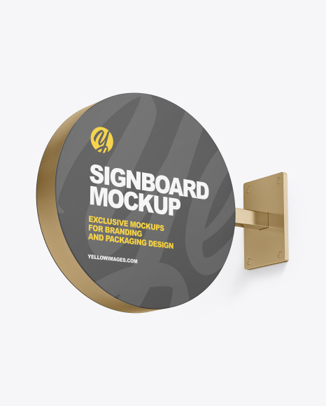 Metallic Round Signboard Mockup