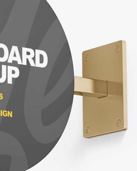 Metallic Round Signboard Mockup PSD #2