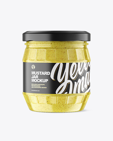Clear Glass Jar w/ Mustard Mockup