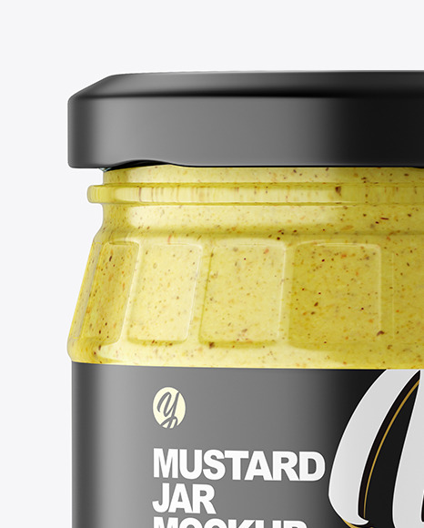 Clear Glass Jar w  Mustard Mockup PSD #2