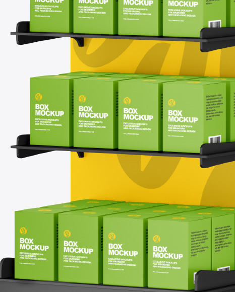 Plastic Display Stand w  Boxes Mockup PSD #1