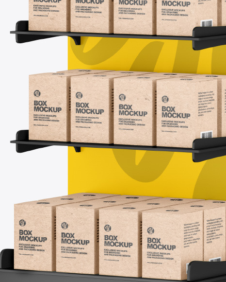 Plastic Display Stand w  Boxes Mockup PSD #6