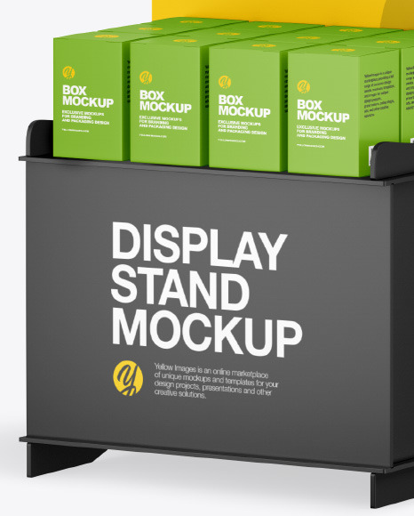 Plastic Display Stand w  Boxes Mockup PSD #7