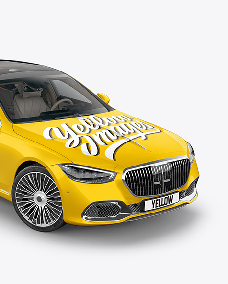 Luxury Car Mockup - Half Side View (High Angle Shot)