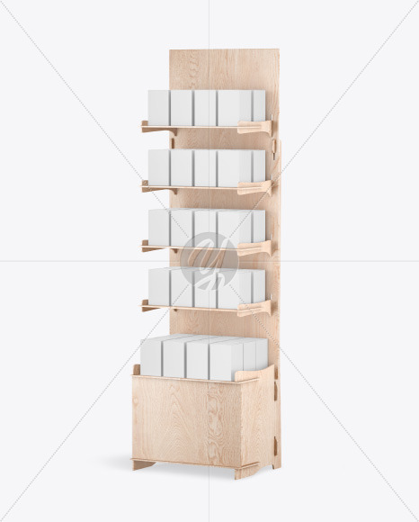 Free Wooden Display Stand w/ Boxes Mockup PSD Mockups