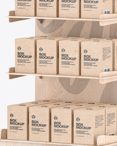 Wooden Display Stand w  Boxes Mockup PSD #6