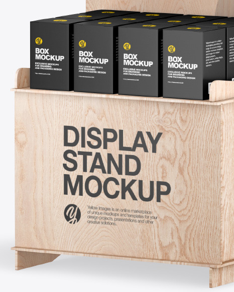 Wooden Display Stand w  Boxes Mockup PSD #7