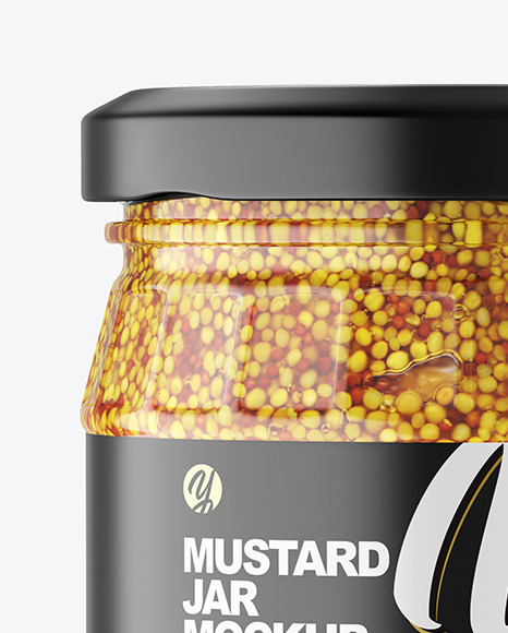 Clear Glass Jar w  Mustard Mockup PSD #2