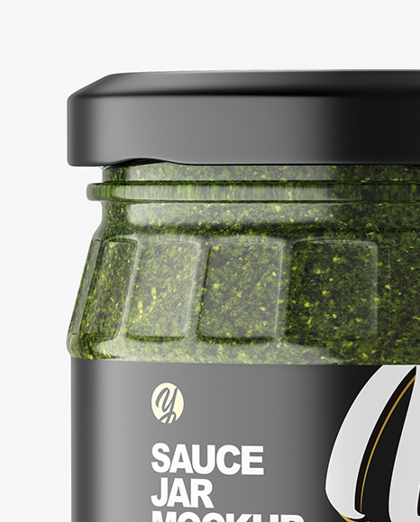Clear Glass Jar w  Pesto Mockup PSD #2
