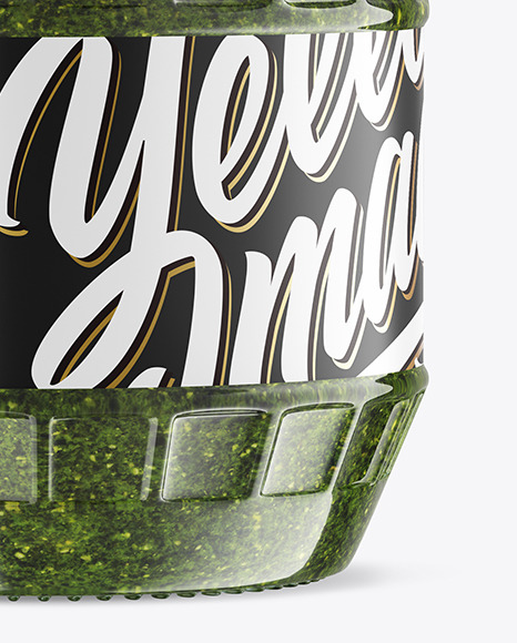 Clear Glass Jar w  Pesto Mockup PSD #1
