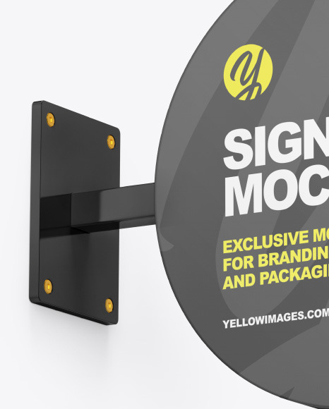 Plastic Round Signboard Mockup PSD #2
