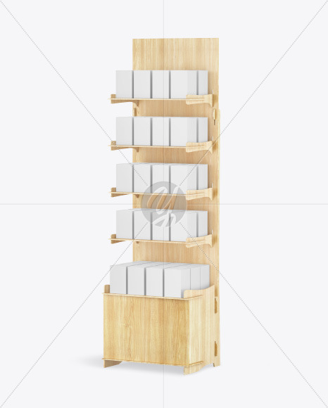 Wooden Display Stand w/ Boxes Mockup Wooden Display Stand w/ Boxes Mockup