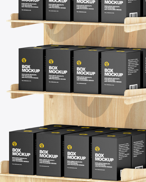 Wooden Display Stand w  Boxes Mockup PSD #1