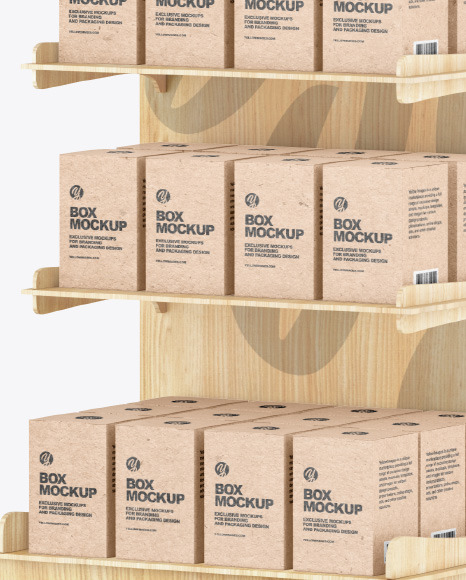 Wooden Display Stand w  Boxes Mockup PSD #6