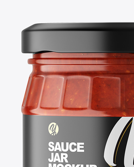 Clear Glass Jar w  Tomato Sauce Mockup PSD #2
