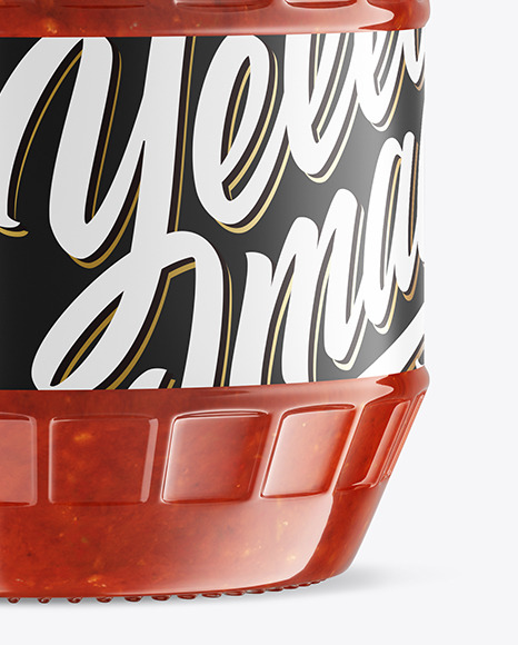Clear Glass Jar w  Tomato Sauce Mockup PSD #1