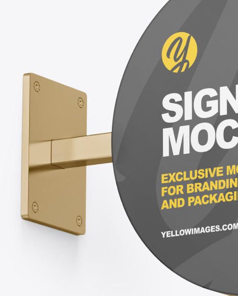 Metallic Round Signboard Mockup PSD #2