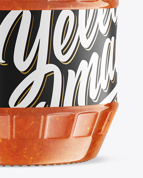 Clear Glass Jar w  Sauce Mockup PSD #1