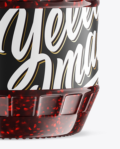 Clear Glass Jar w Jam Mockup PSD #1