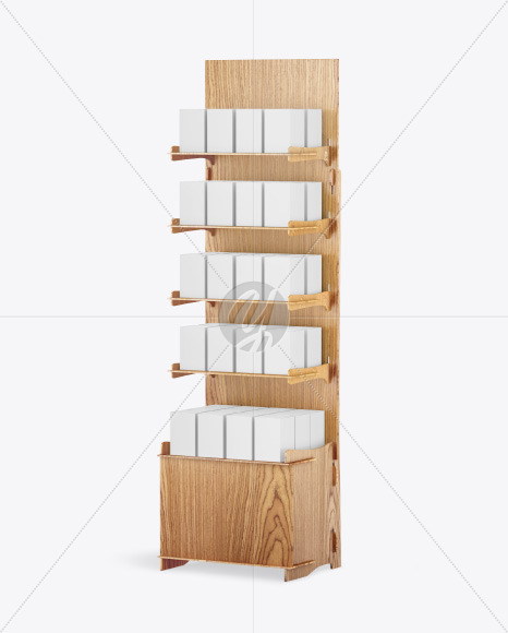 Wooden Display Stand w/ Boxes Mockup Wooden Display Stand w/ Boxes Mockup