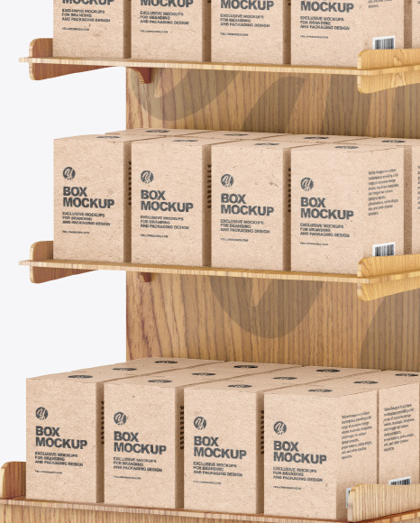 Wooden Display Stand w  Boxes Mockup PSD #6