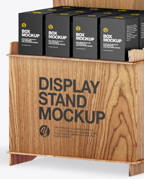 Wooden Display Stand w  Boxes Mockup PSD #7