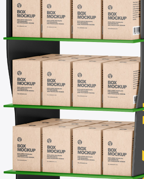 Plastic Display Stand w  Boxes Mockup PSD #6