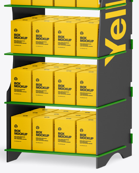 Plastic Display Stand w  Boxes Mockup PSD #7