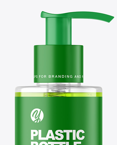 Color Liquid Cosmetic Bottle with Pump Mockup PSD #5