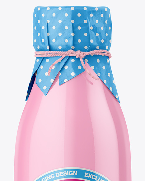 Glossy Plastic Bottle With Wrapped Paper Cap Mockup PSD #2