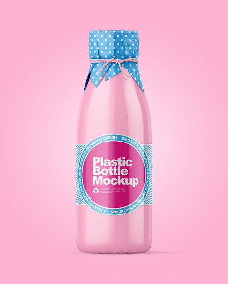 Glossy Plastic Bottle With Wrapped Paper Cap Mockup PSD #6