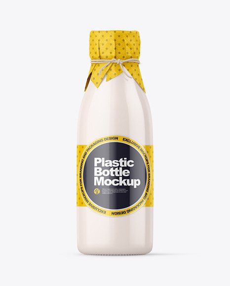 Glossy Plastic Bottle With Wrapped Kraft Paper Cap Mockup PSD #3