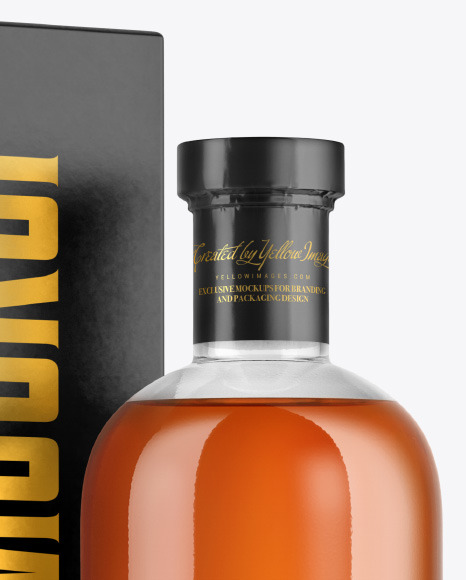 Whiskey Bottle with Box Mockup PSD #2