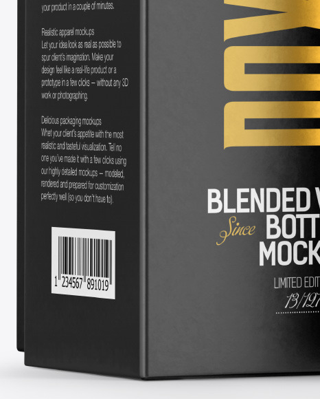 Whiskey Bottle with Box Mockup PSD #7