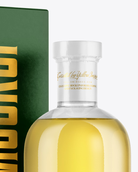 Golden Tequila Bottle with Box Mockup PSD #2