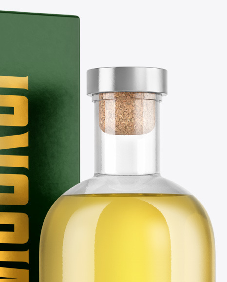 Golden Tequila Bottle with Box Mockup PSD #1