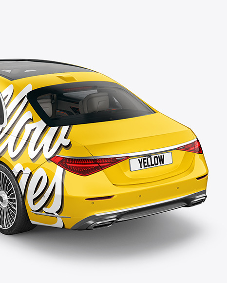 Luxury Car Mockup   Back Half Side View (High Angle Shot) PSD #2