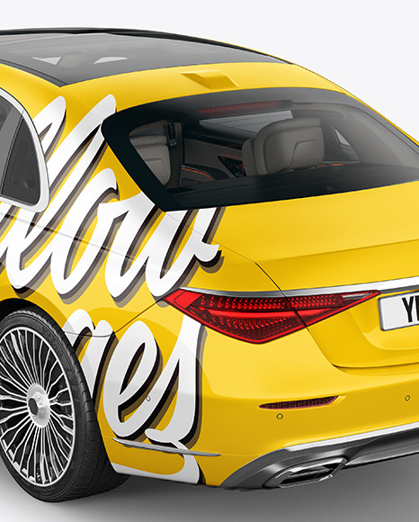 Luxury Car Mockup   Back Half Side View (High Angle Shot) PSD #1