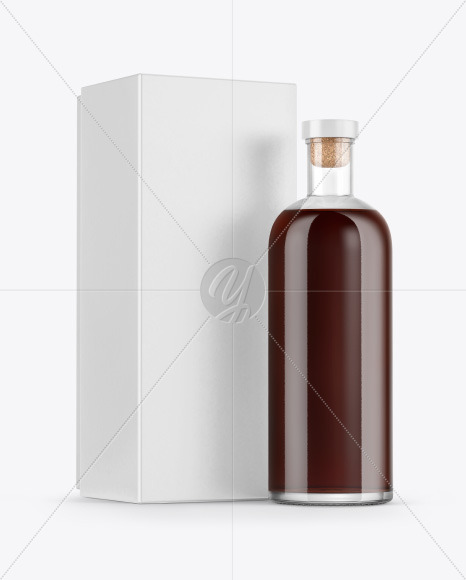 Free Black Rum Bottle with Box Mockup PSD Mockups