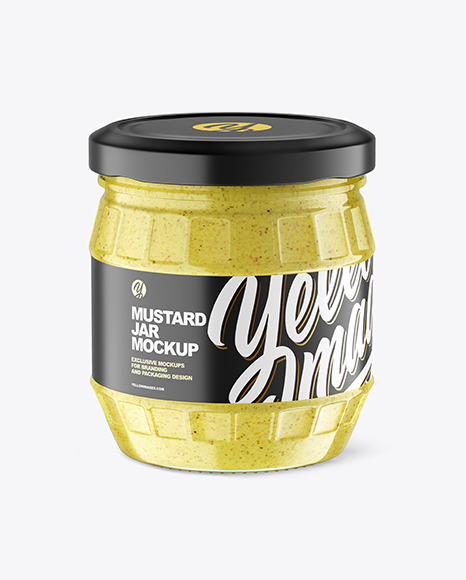 Clear Glass Jar w/ Mustard Mockup